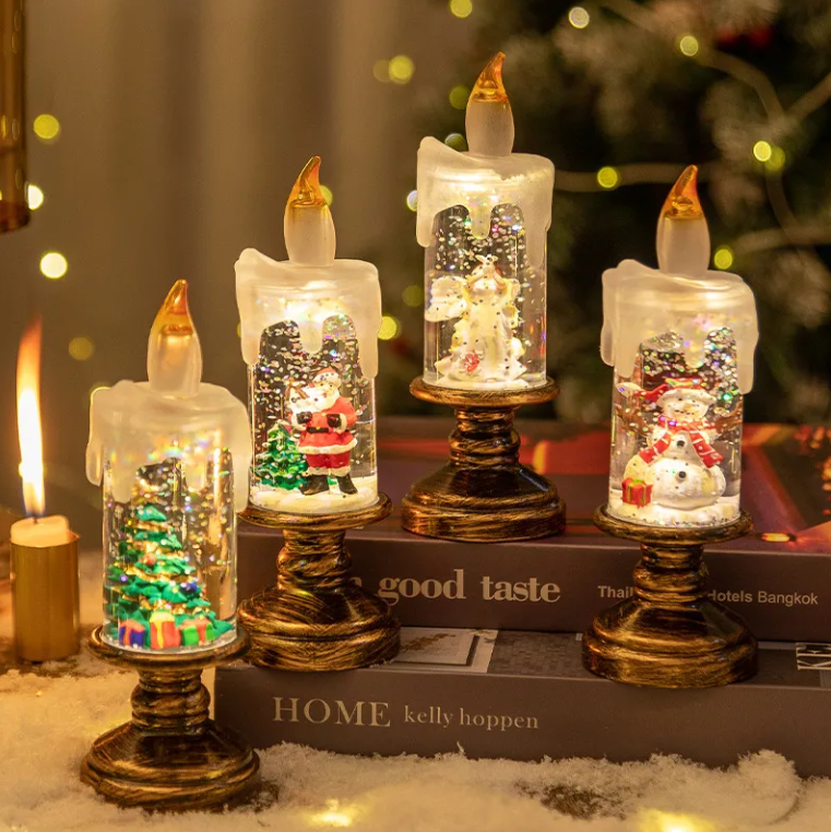 Christmas Decorations Candle Lights Snow Snowflake Lights Christmas Crystal Ball Lights Creative Christmas Gifts