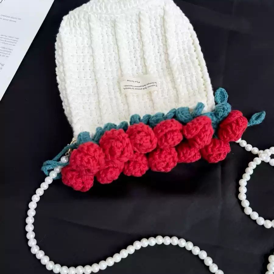 Crochet Rose Bouquet Bag DIY Kit Handmade Yarn Crossbody Bag Floral Gift Craft Set