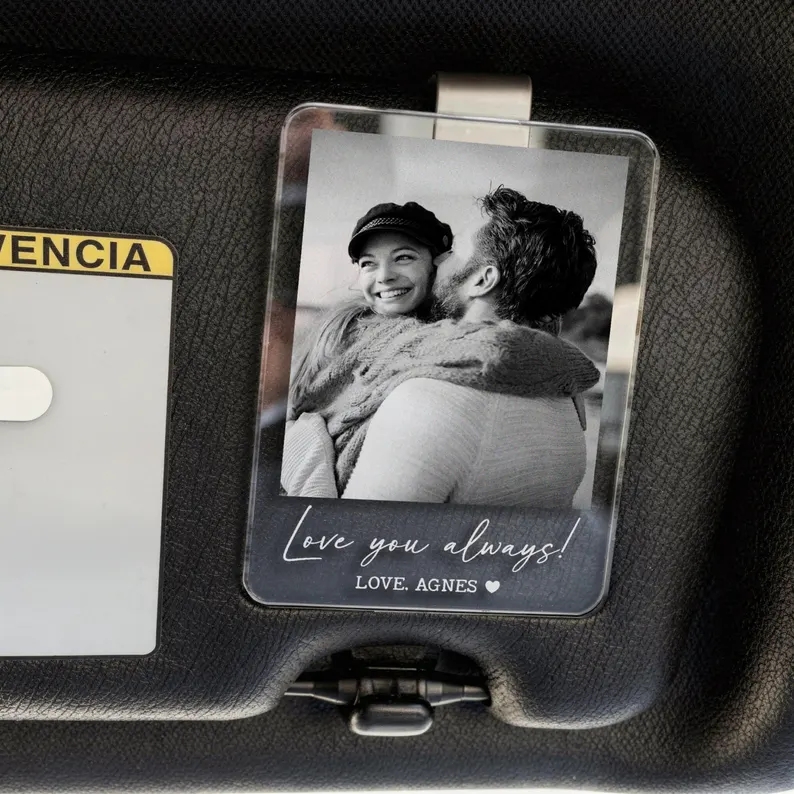 Personalized Couple Photo Car Visor Clip Drive Safe Car Visor Clip Custom Picture Gift for Boyfriend