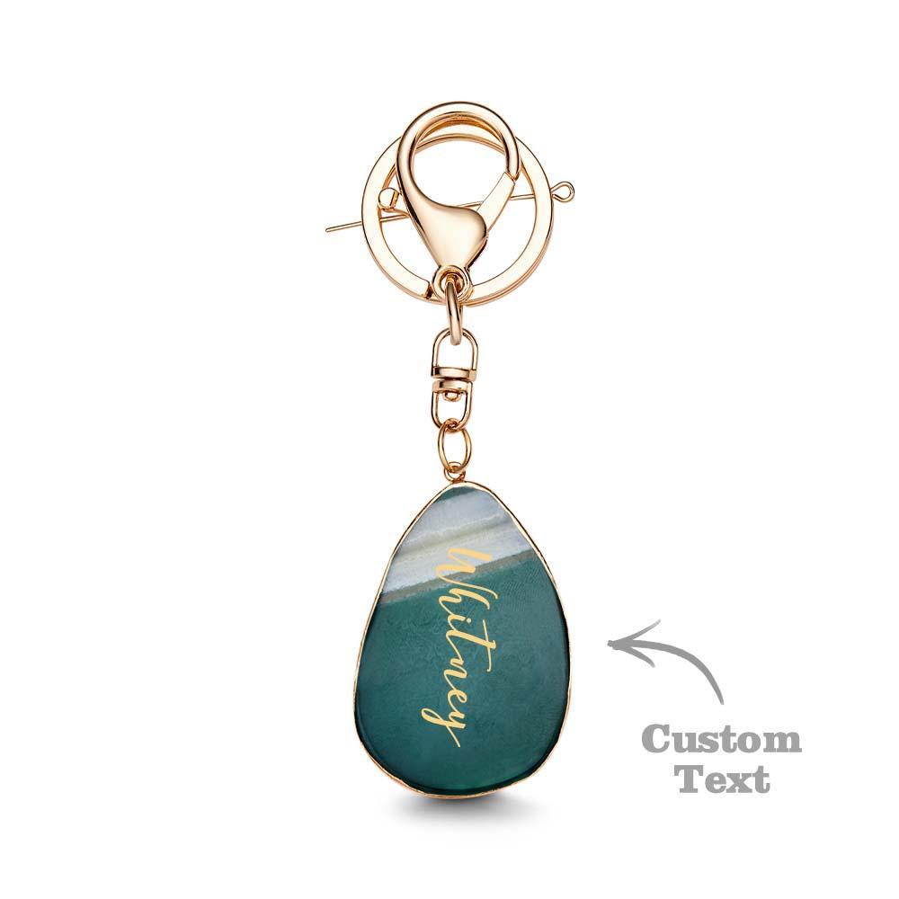 Agate Engraved Keychain Personalized Natural Stone Key Chain Gift For Her - MyCameraRollKeychain