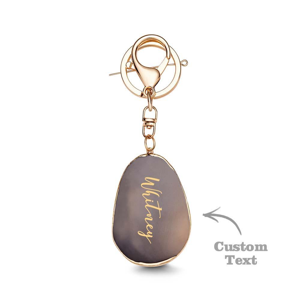 Agate Engraved Keychain Personalized Natural Stone Key Chain Gift For Her - MyCameraRollKeychain