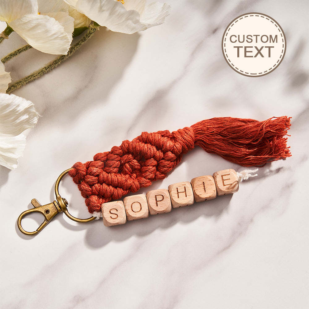 Custom Engraved Pendant Creative Weave Bead Wedding Gifts - MyCameraRollKeychain