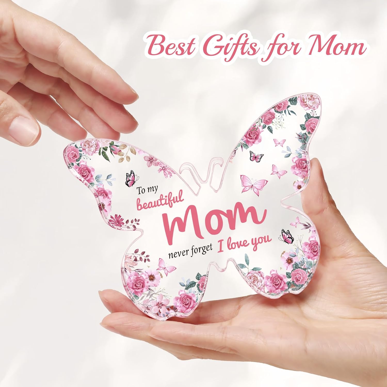 Mothers Day Gifts for Mom from Daughter Son: Eletorot Unique Birthday Gifts, Butterfly-Shaped Acrylic Keepsake Decorations, 5x3.8 inch Valentines Day Presents Ideas for Love Mom Grandma Wife