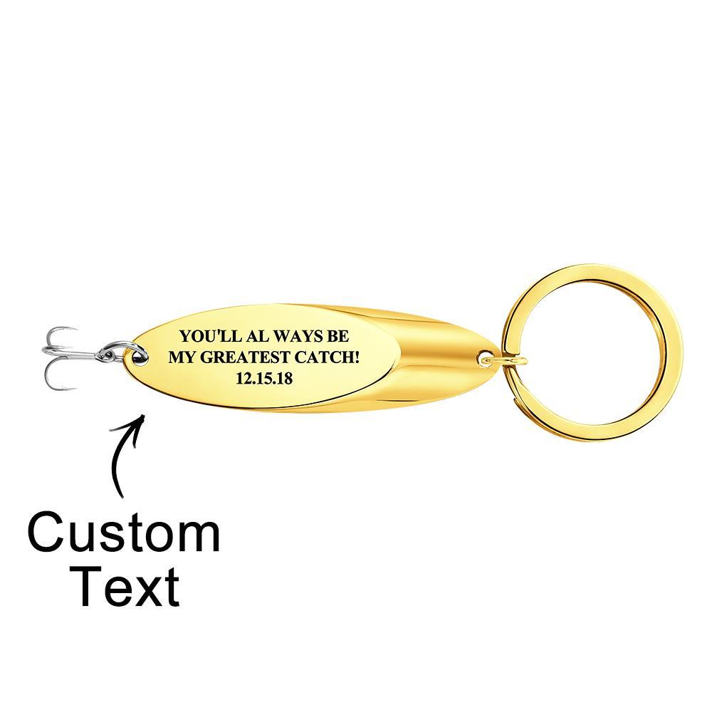 Custom Engraved Keychain Fish Hook Gifts for Him - MyCameraRollKeychain