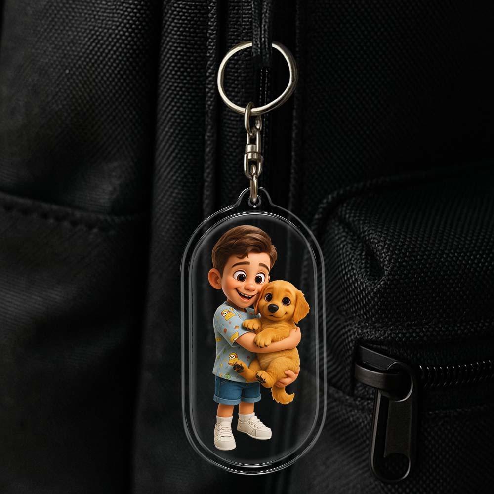 Custom Couple Keychain Personalized Acrylic Cartoon Keychain Photo Bag Charm Unique Keepsake Gift For Lover Anniversary Birthday Valentine's Day Holiday Gift - MyCameraRollKeychain