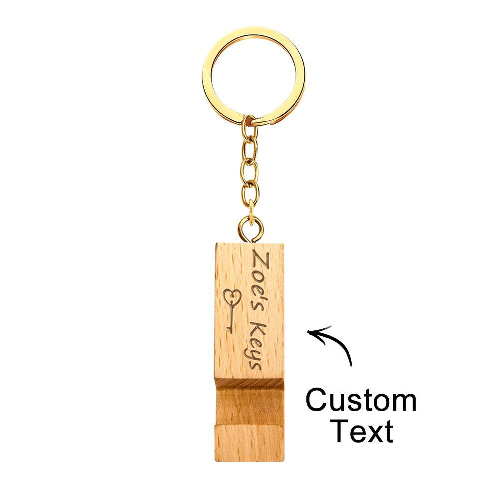Custom Engraved Keychain Wooden Mobile Phone Stand Gifts - MyCameraRollKeychain