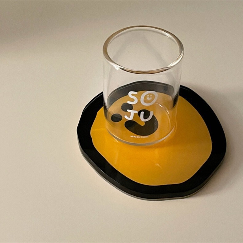 Cute Cartoon Acrylic Heat Resistant Coaster Anti Scald Cup Mat for Coffee Tea Desk Decor