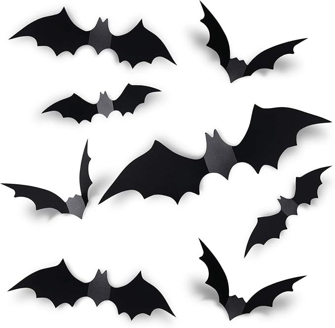 Lighted Bat Halloween Decorations - Halloween 3D Bat Lighted Wall Decal Bat Decal Removable Bat Horror Decoration Party Home Wall Decor