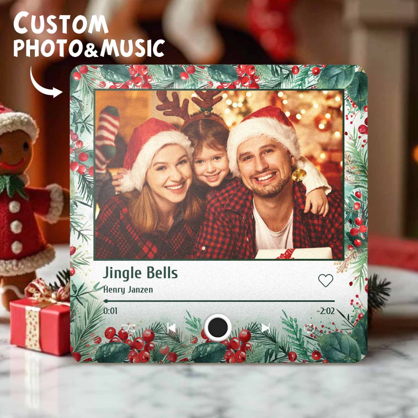 Christmas Music Fridge Magnet Personalized Family Photo Music Magnets Can Play Songs Christmas Gifts - MyCameraRollKeychain