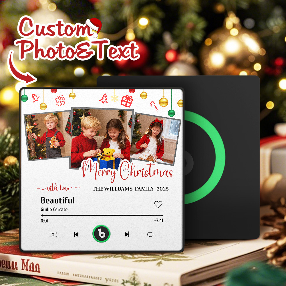 Custom Music Fridge Magnet Colorful Frame Photo and Text Fridge Magnet Gift for Christmas