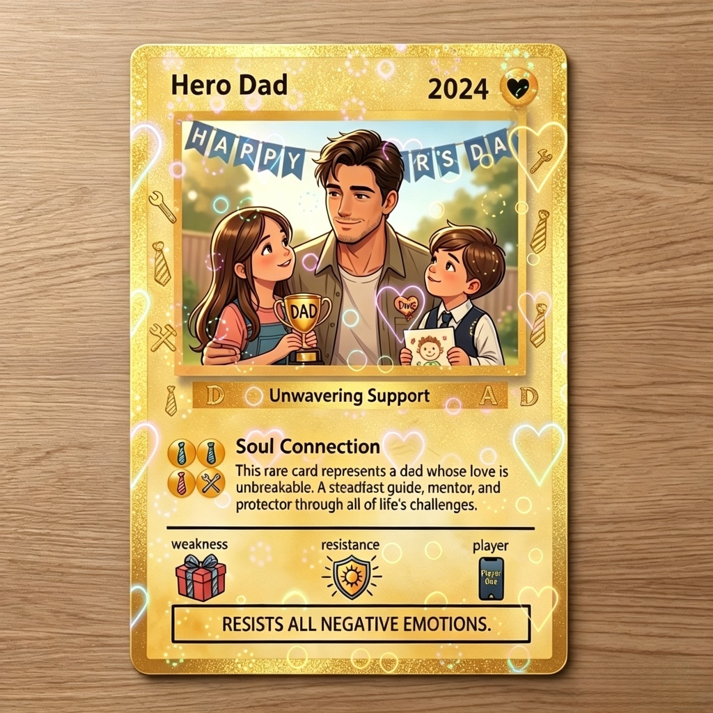 Custom Father’s Day Game Card Personalized Photo Gift Card for Dad