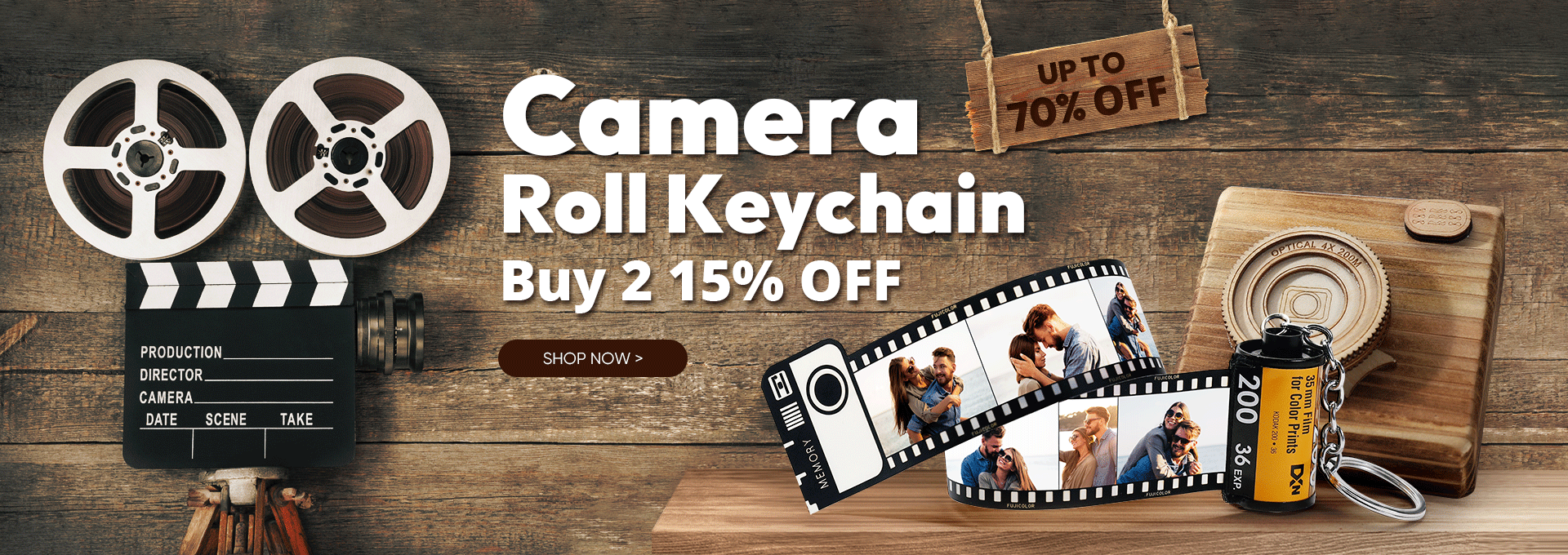 Custom4U Custom Photo Film Roll Keychain Personalized Camera Film Roll Keychain Reel Album with 5/10/15 Photos