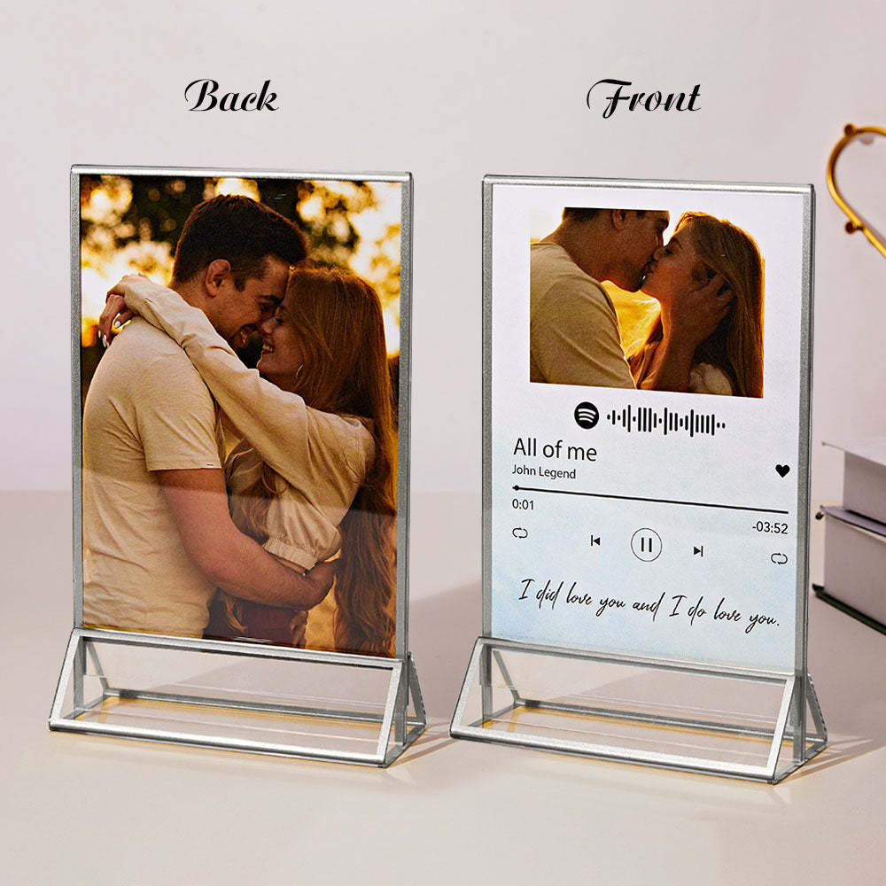 Custom Spotify Music Art Acrylic Plaque Double Sided Personalized Photos Song with Scannable Code - MyCameraRollKeychain