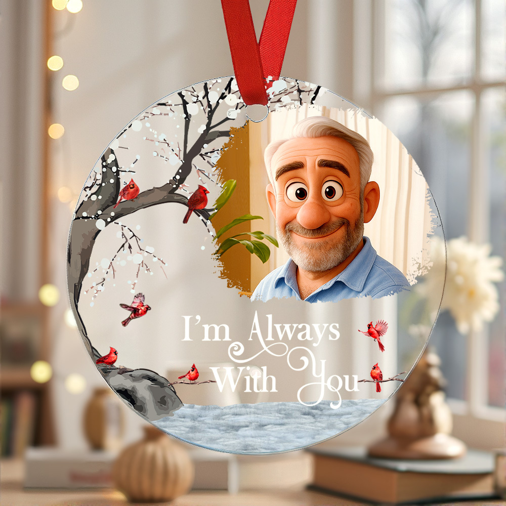 Cartoon Gift Personalized Ornament with Photo Memorial Gift for Father