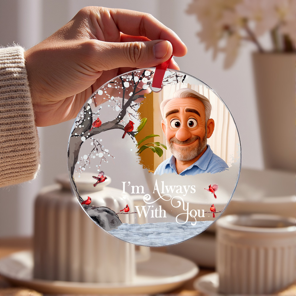 Cartoon Gift Personalized Ornament with Photo Memorial Gift for Father