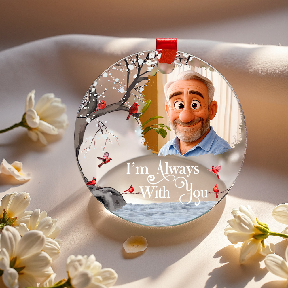 Cartoon Gift Personalized Ornament with Photo Memorial Gift for Father