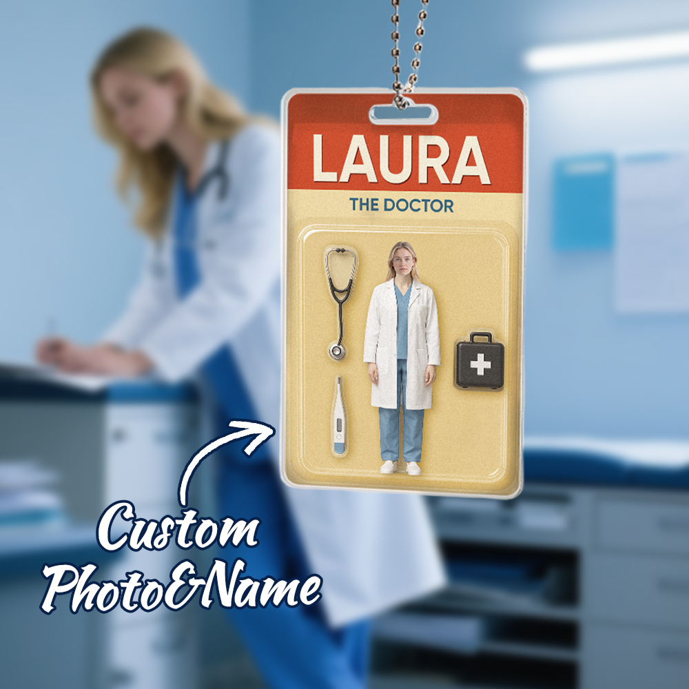 Turn Your Photo into an Action Figure Custom 2D Hanging Ornaments Toy Box Portrait Custom Text Name Funny Gift for Him Her