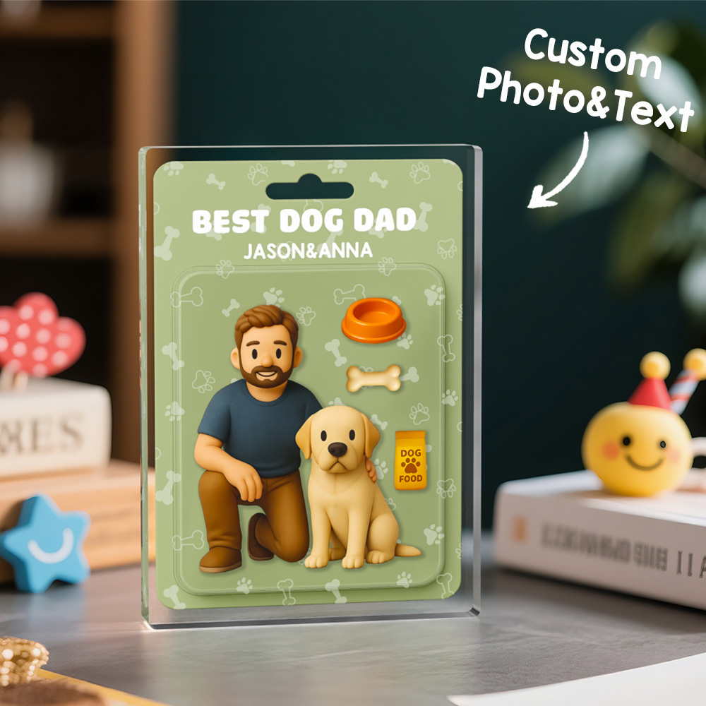 Personalized 2D Action Figure Father's Day Gift For Dad Acrylic Block Best Dad Ever Block Plaque