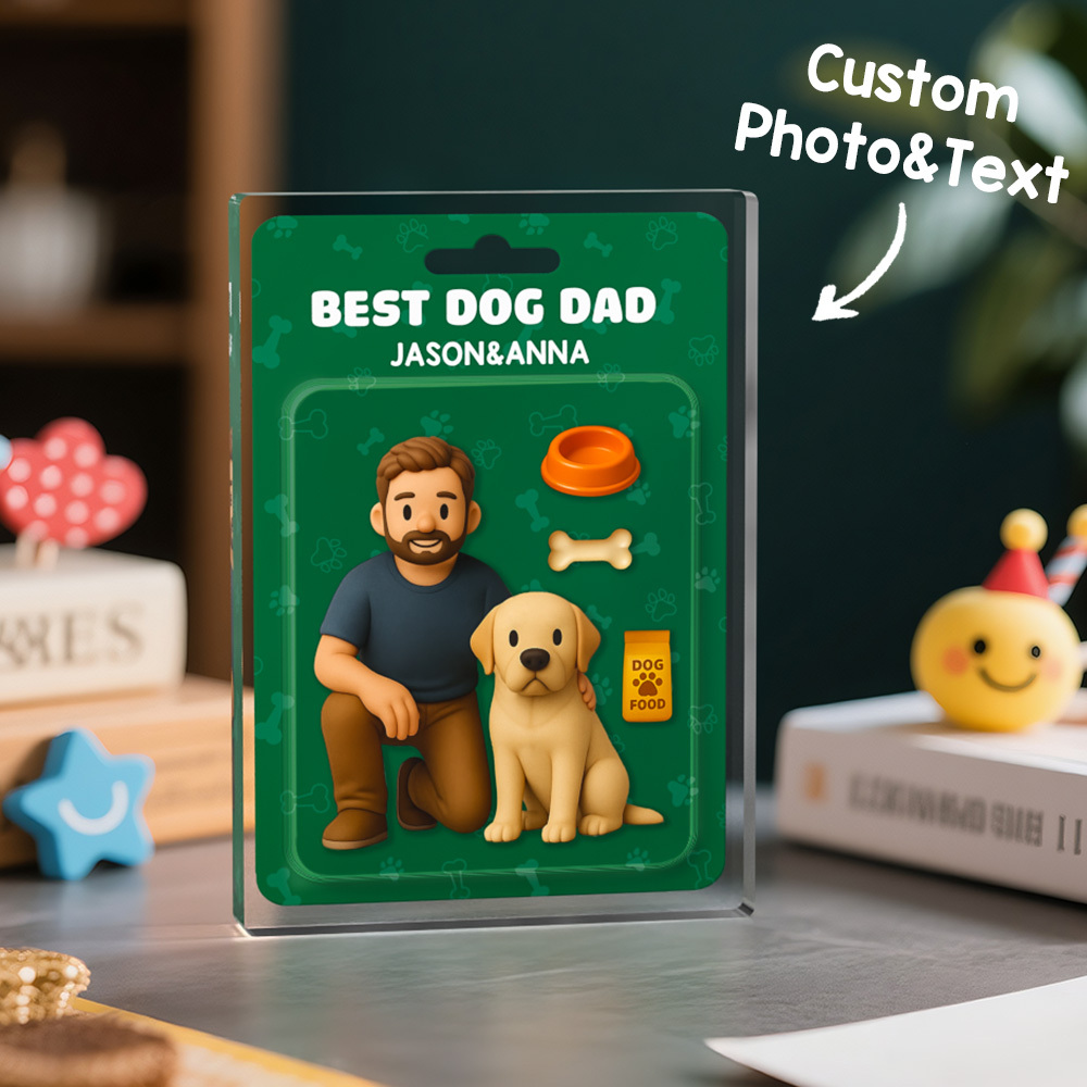 Personalized Gift for Pet Lovers, Custom Photo Pet and Owner Action Figure Acrylic Block, Best Dog Dad Plaque Custom Pet Lover Gift