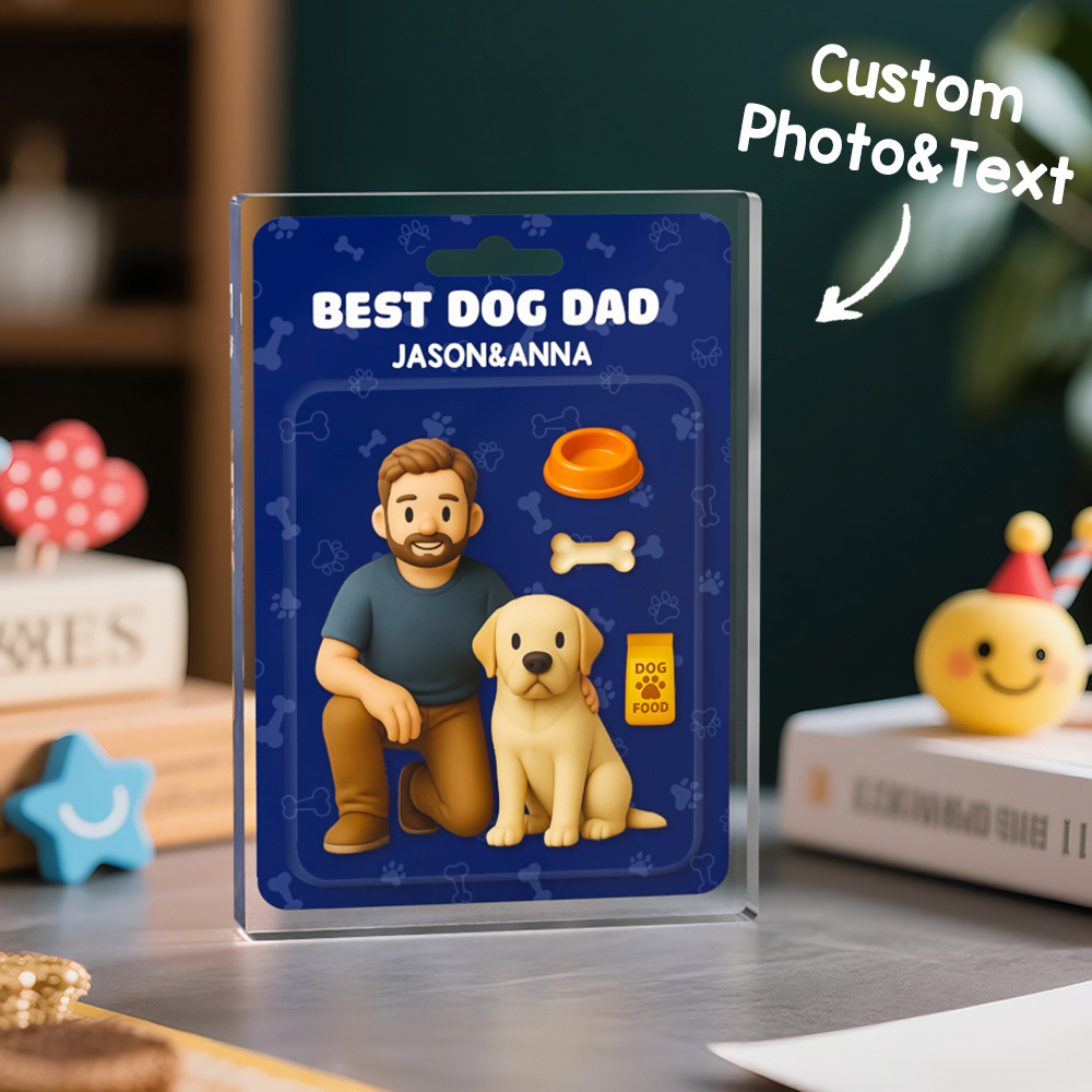 Personalized Gift for Pet Lovers, Custom Photo Pet and Owner Action Figure Acrylic Block, Best Dog Dad Plaque Custom Pet Lover Gift