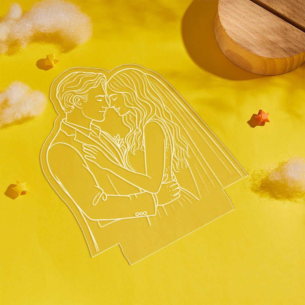 Custom Photo Couple LED Night Light Wedding Anniversary Gift