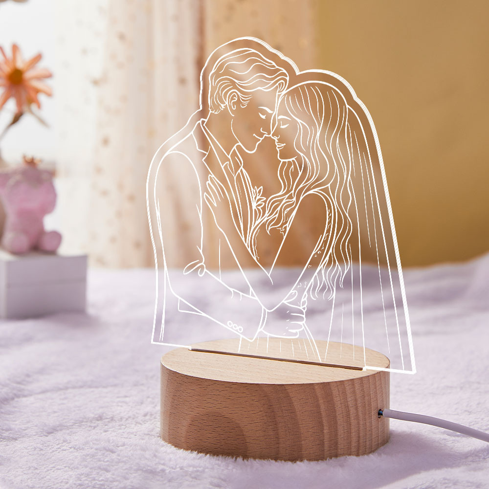 Custom Photo Couple LED Night Light Wedding Anniversary Gift