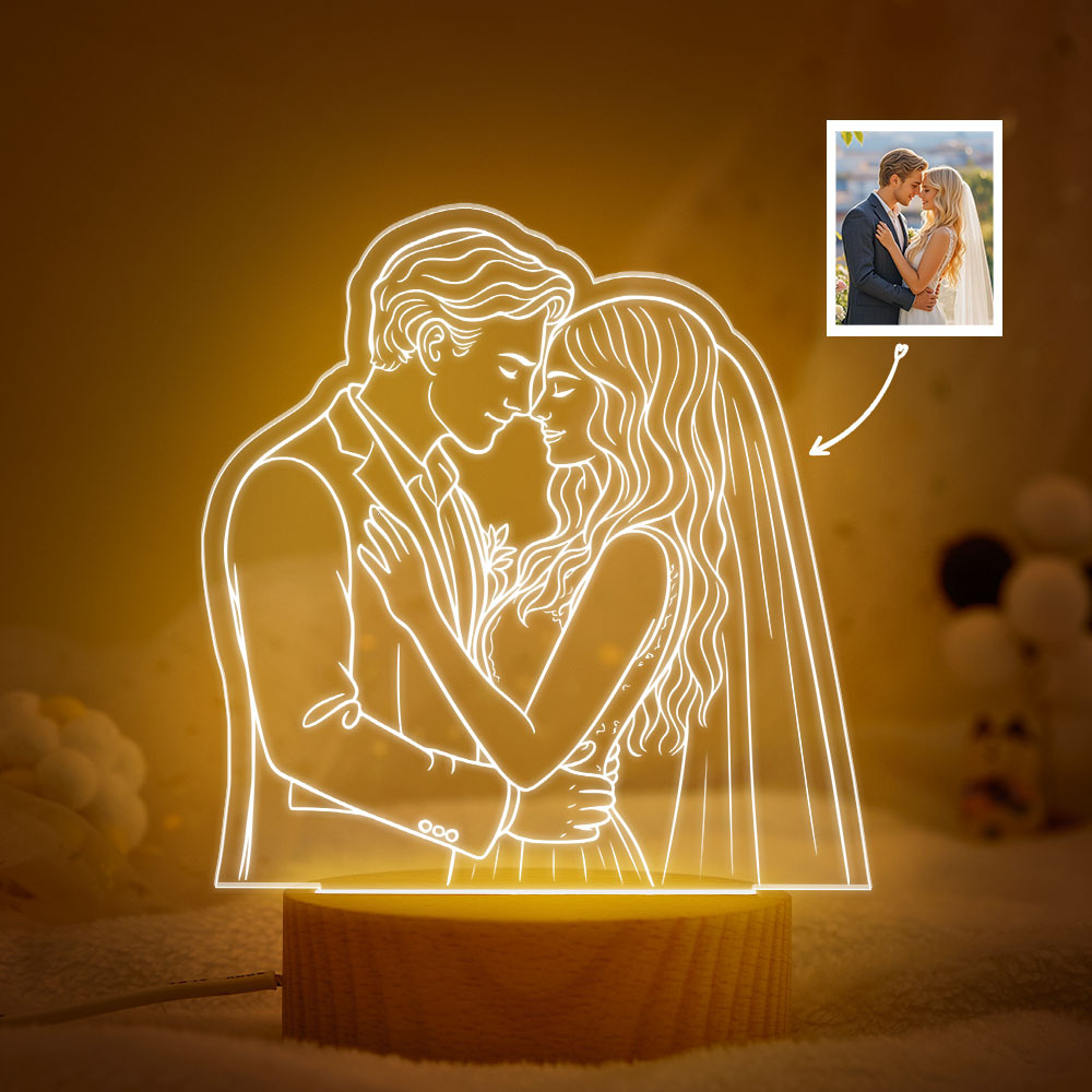 Custom Photo Couple LED Night Light Wedding Anniversary Gift
