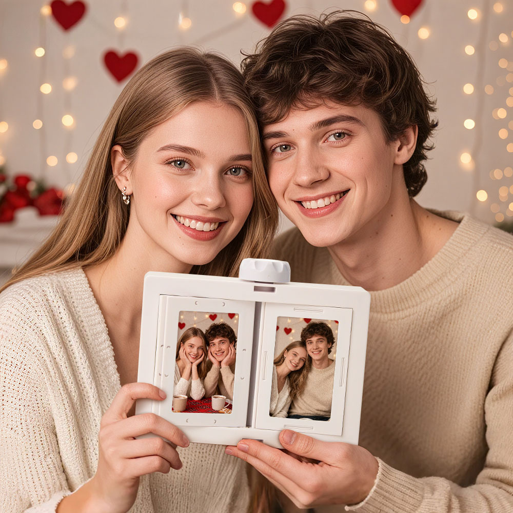 Personalized Rotating Photo Frame Carousel Custom Photo Desktop Photo Reel Flip & Spin Photo Box 2025 Christmas Gifts
