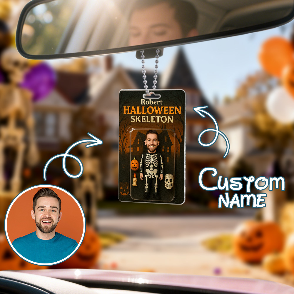 Custom 3D Effect Action Figure Pack Packaging Personalized Acrylic Skull Car Hanger Gift for Halloween