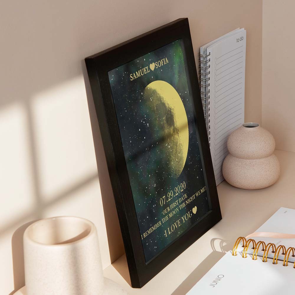 Custom Moon Phase Gold Print Frame Gifts for Birthday and Anniversary - Myphotomugs
