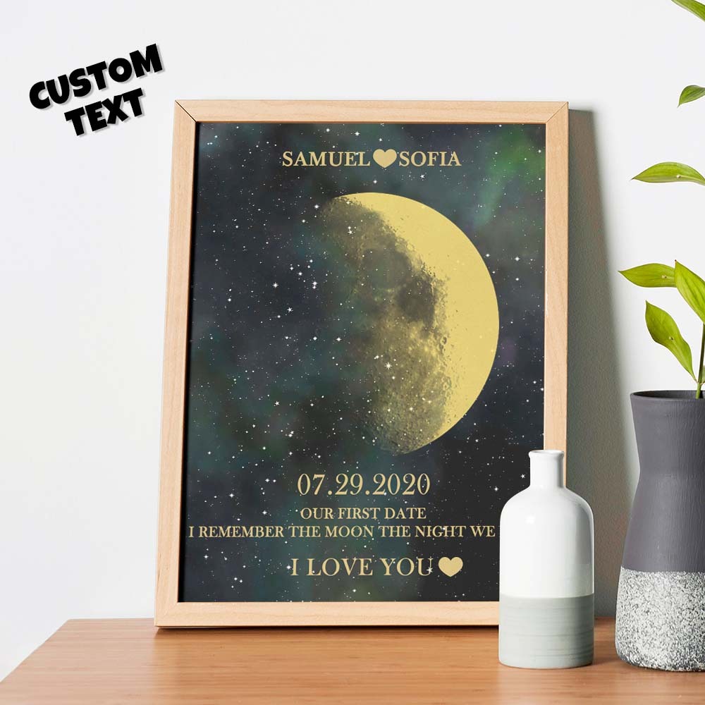 Custom Moon Phase Gold Print Frame Gifts for Birthday and Anniversary - Myphotomugs