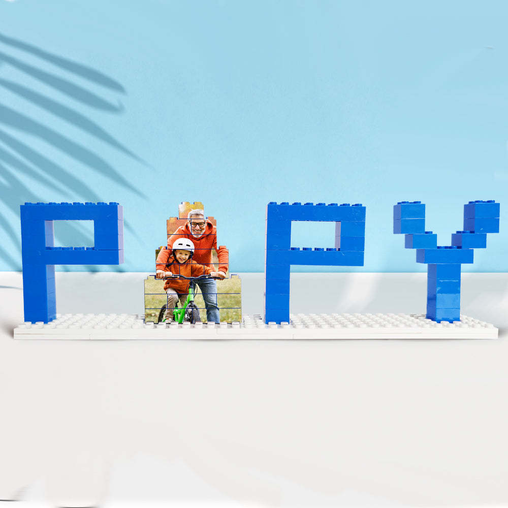 Personalized Papy Photo Building Brick Puzzles Photo Block Father's Day Gifts - MyCameraRollKeychain