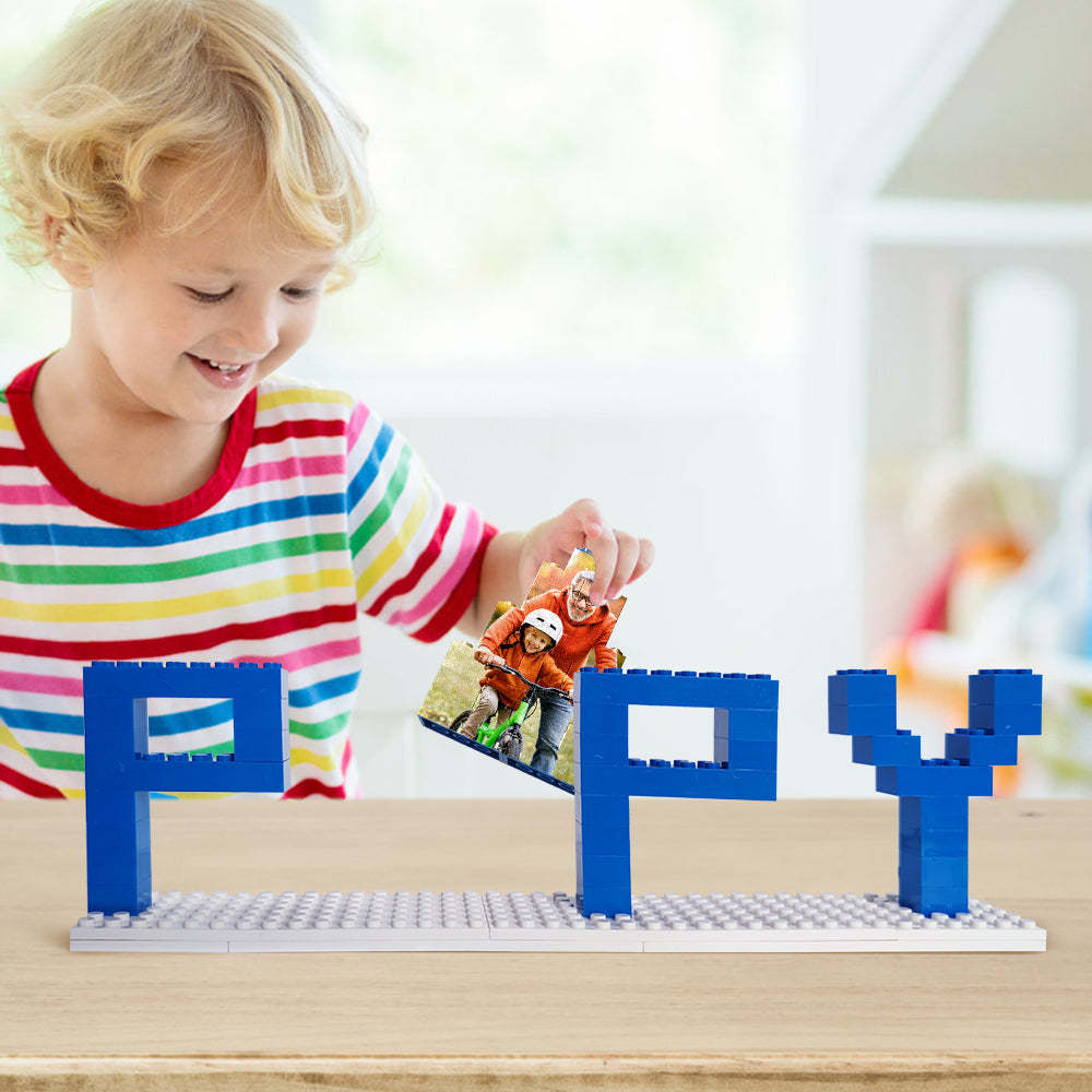 Personalized Papy Photo Building Brick Puzzles Photo Block Father's Day Gifts - MyCameraRollKeychain