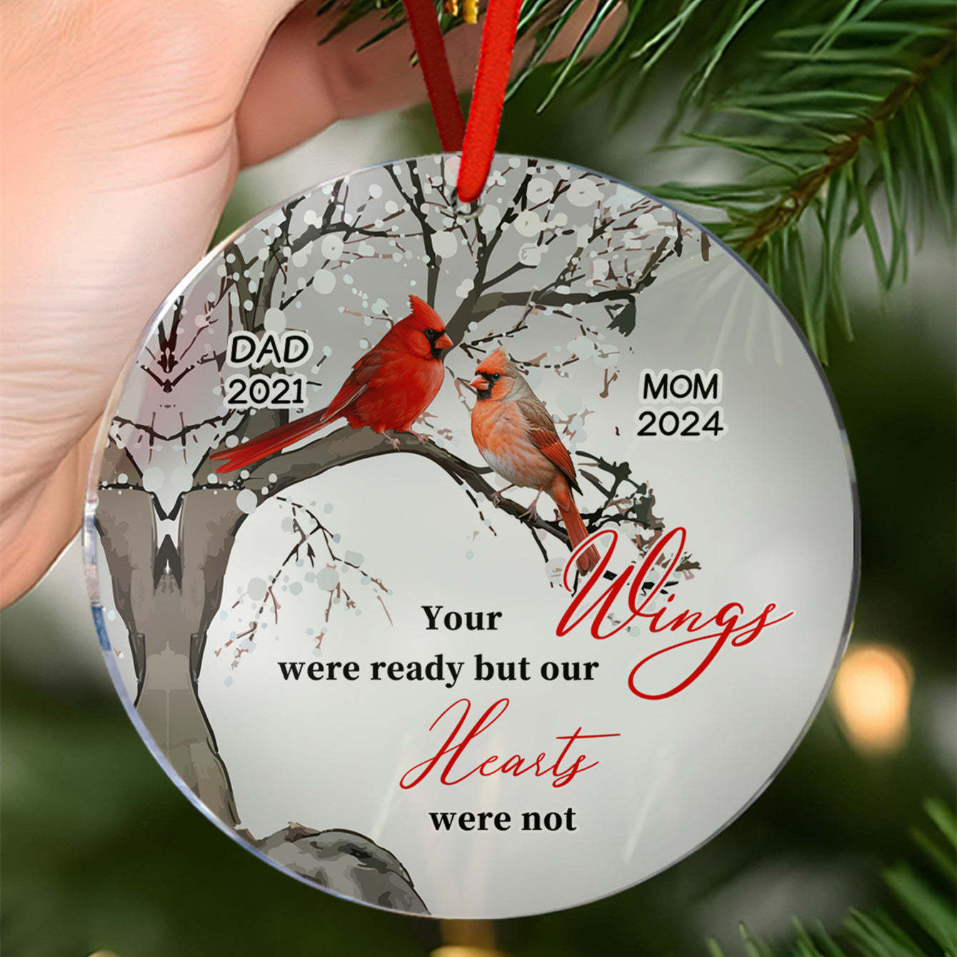 Personalized Memorial Ornament Cardinals Blossom Tree Christmas Ornament Gifts for Family - MyCameraRollKeychain