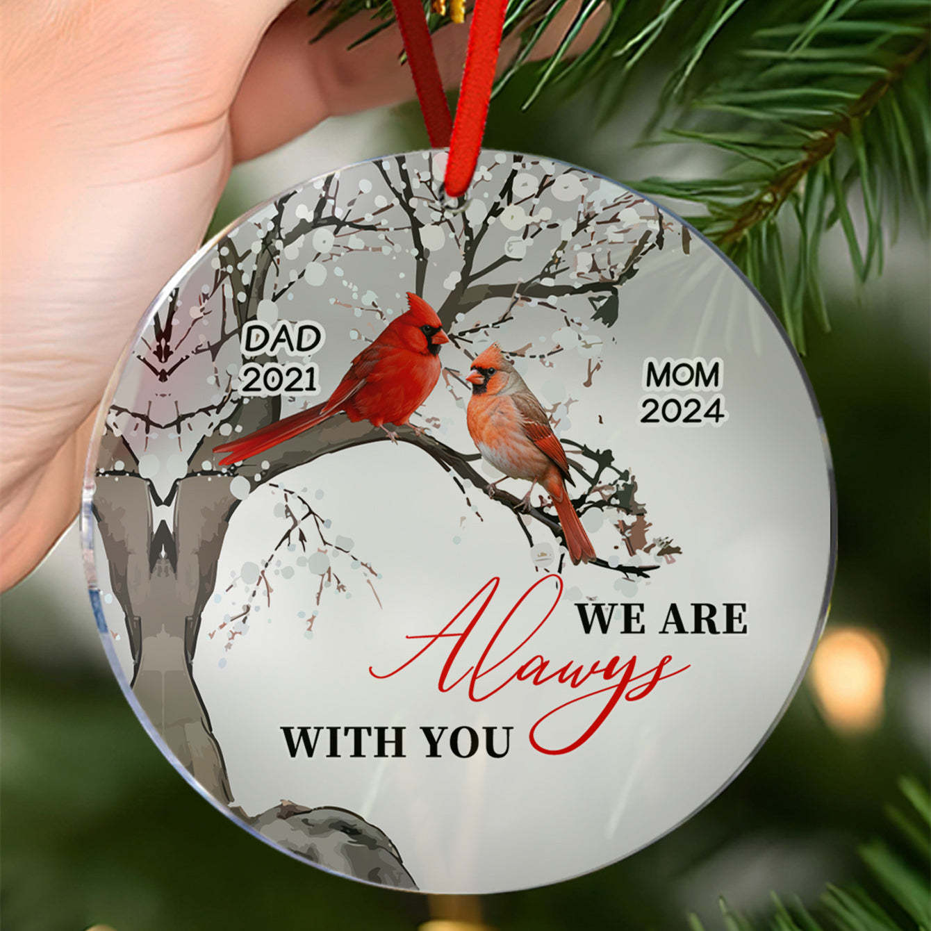 Personalized Memorial Ornament Cardinals Blossom Tree Christmas Ornament Gifts for Family - MyCameraRollKeychain
