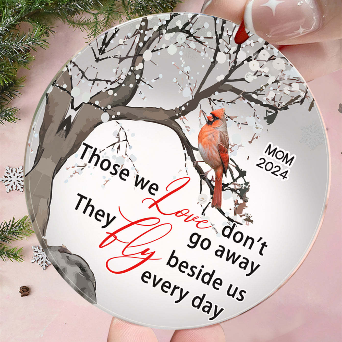 Personalized Memorial Ornament Cardinals Blossom Tree Christmas Ornament Gifts for Family - MyCameraRollKeychain