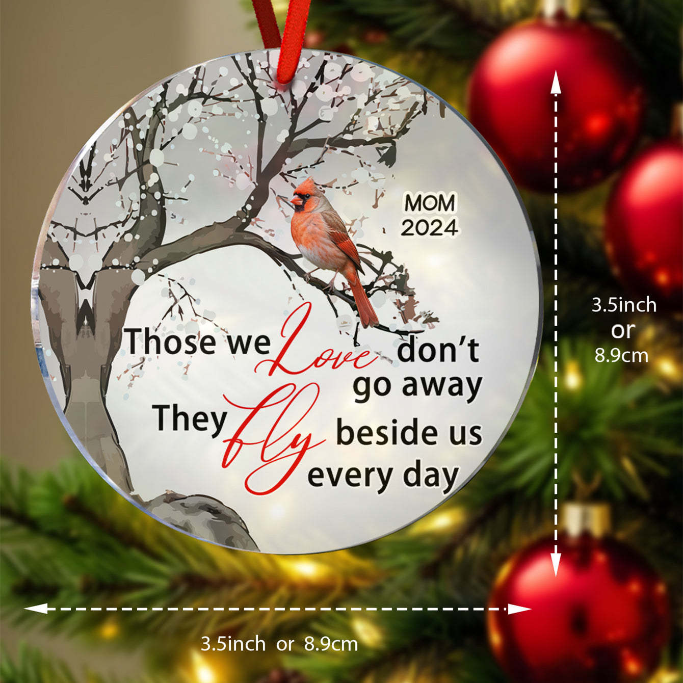 Personalized Memorial Ornament Cardinals Blossom Tree Christmas Ornament Gifts for Family - MyCameraRollKeychain