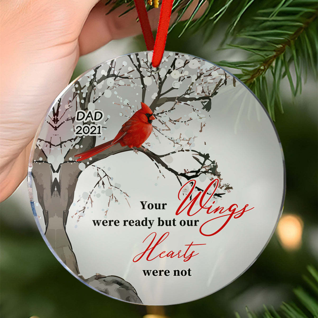 Personalized Memorial Ornament Cardinals Blossom Tree Christmas Ornament Gifts for Family - MyCameraRollKeychain
