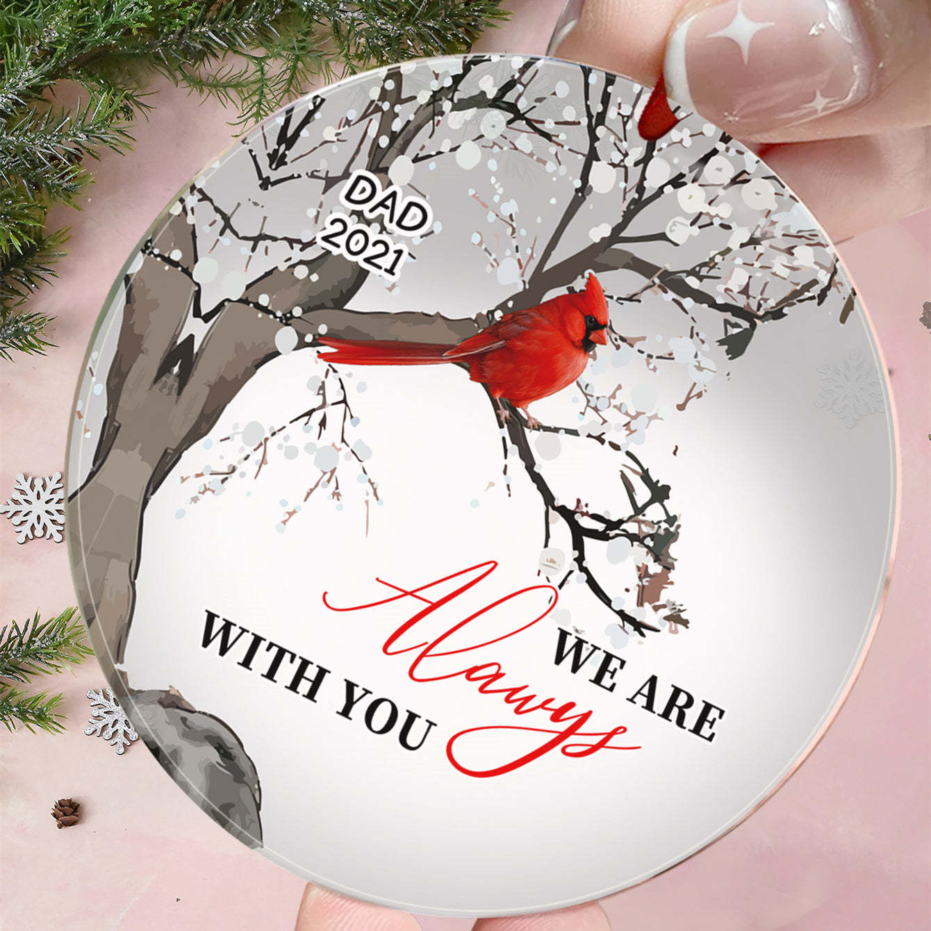 Personalized Memorial Ornament Cardinals Blossom Tree Christmas Ornament Gifts for Family - MyCameraRollKeychain