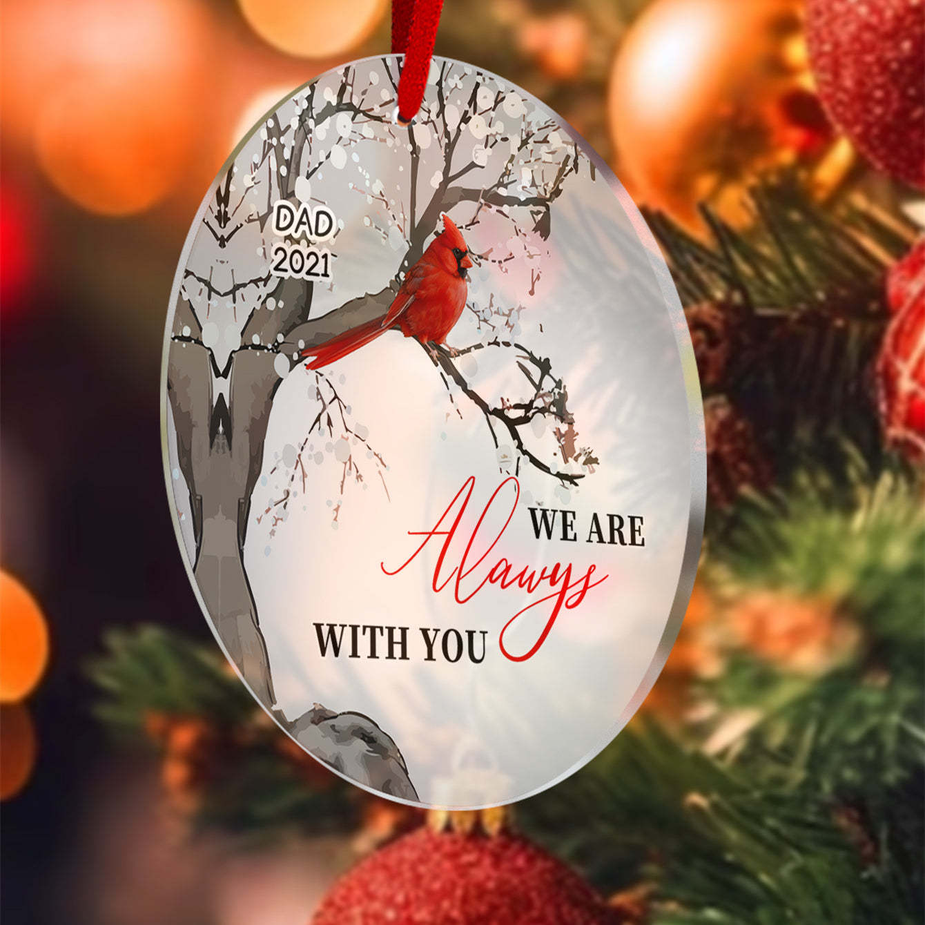 Personalized Memorial Ornament Cardinals Blossom Tree Christmas Ornament Gifts for Family - MyCameraRollKeychain