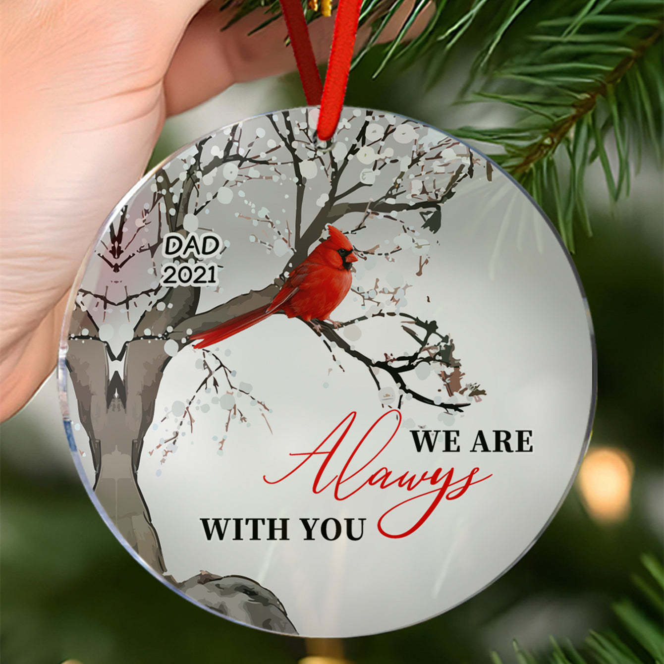 Personalized Memorial Ornament Cardinals Blossom Tree Christmas Ornament Gifts for Family - MyCameraRollKeychain