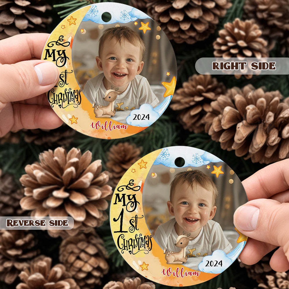 Personalized First Christmas Ornament with Photo Animal Christmas Ornament Gift for Baby - MyCameraRollKeychain