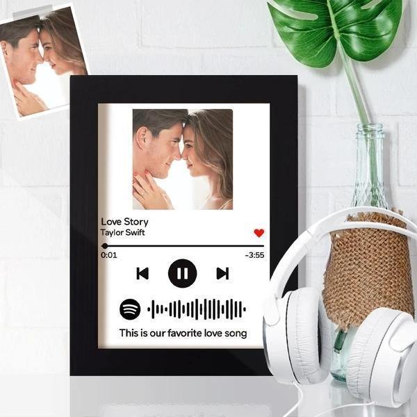 Father's Day Gift - Spotify Music Code Painting Wall Decoration With Wood Frame - myspotifyplaque