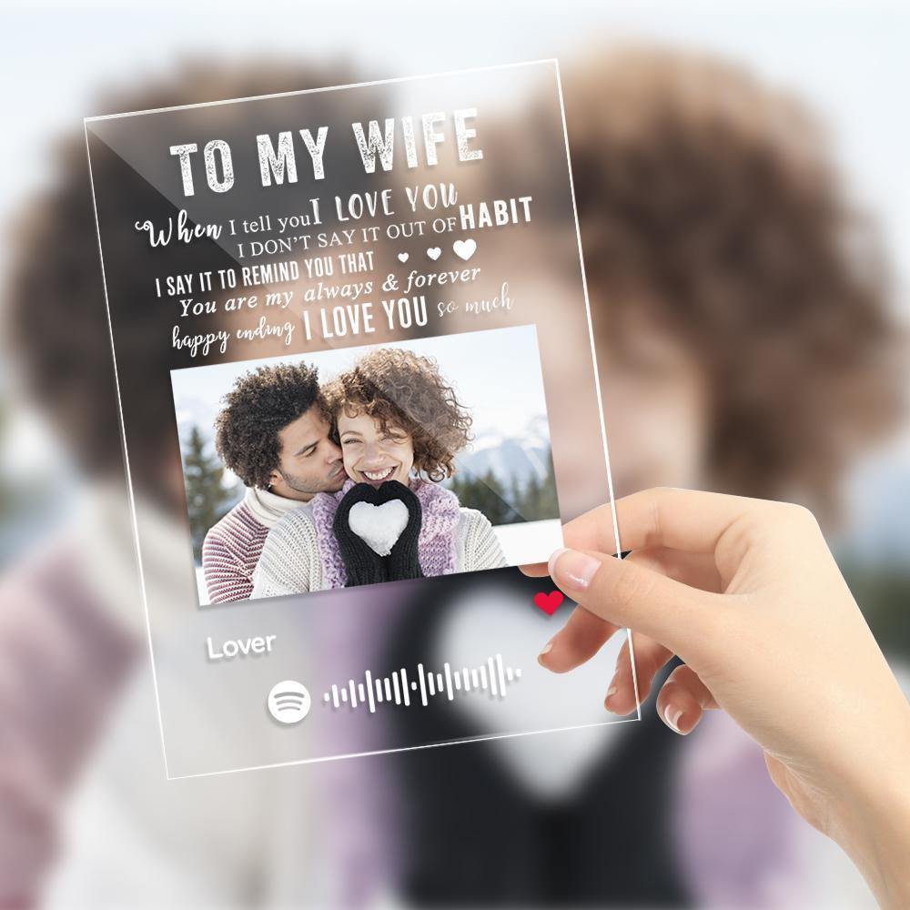 TO MY WIFE - Personalized Spotify Code Music Plaque(4.7in x 6.3in) - photowatch