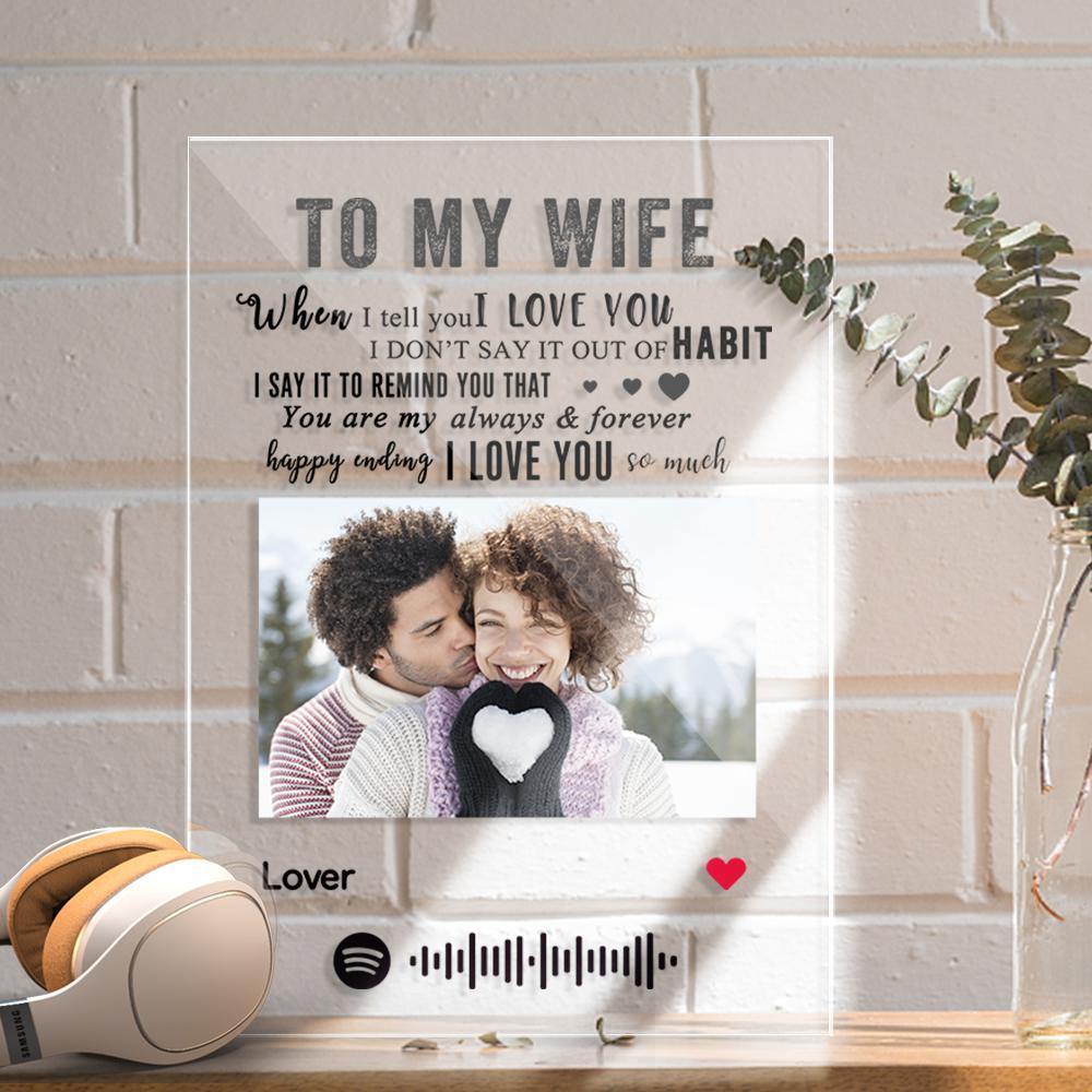 TO MY WIFE - Personalized Spotify Code Music Plaque(4.7in x 6.3in) - photowatch