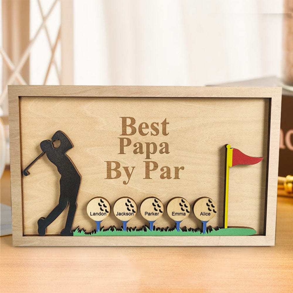 Personalized Father's Day Wooden Golf Sign Engraved Name Plaque Gift for Dad Grandpa - GiftLab