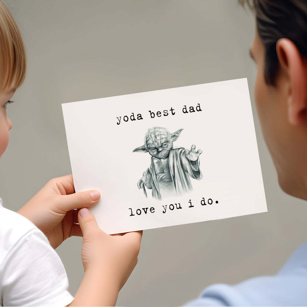 Funny Father's Day Card Star Wars Card Yoda Best Dad Card for Husband - MyCameraRollKeychain