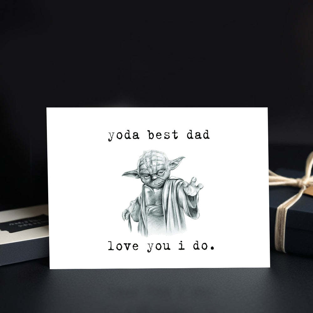Funny Father's Day Card Star Wars Card Yoda Best Dad Card for Husband - MyCameraRollKeychain