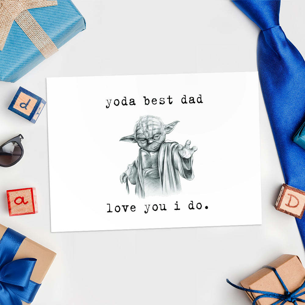 Funny Father's Day Card Star Wars Card Yoda Best Dad Card for Husband - MyCameraRollKeychain