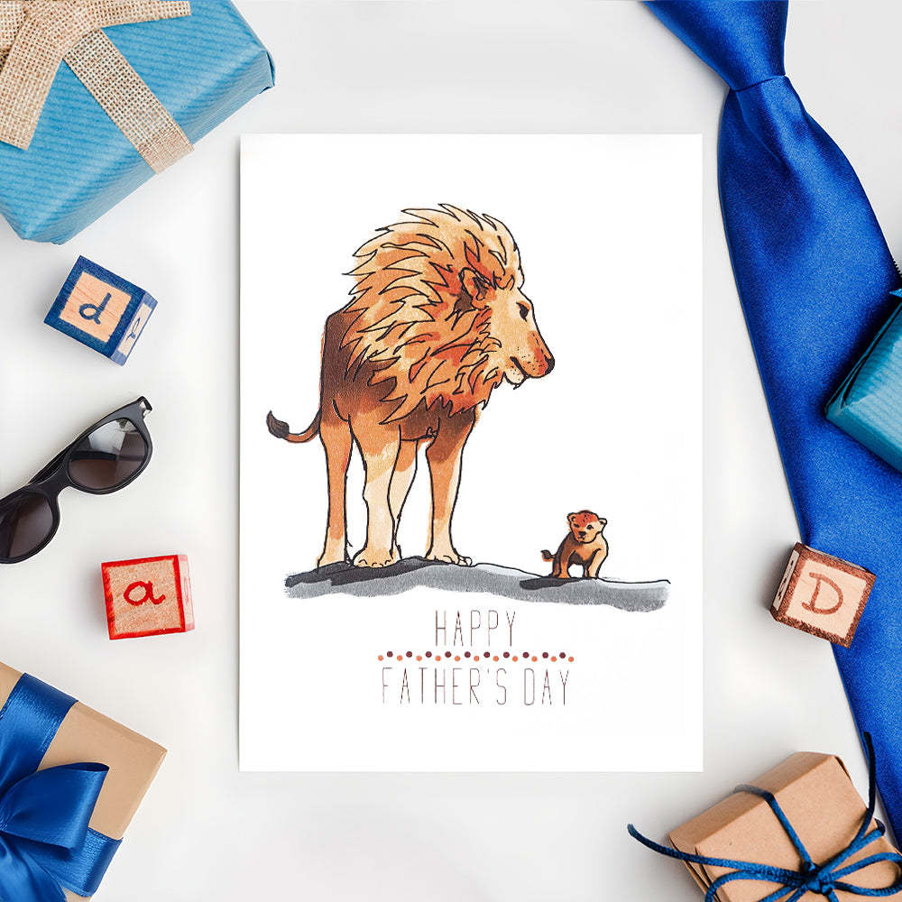 Father's Day Card Lion Father's Day Card Greeting Card for Dad - MyCameraRollKeychain